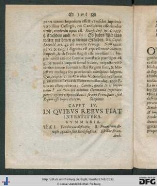 Caput IV. In Quibus Rebus Fiat Investitura.