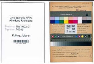 Entnazifizierung Juliane Kolling, geb. 07.09.1908 ()