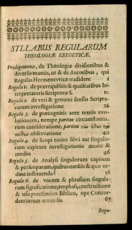 Syllabus regularum
