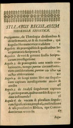 Syllabus regularum