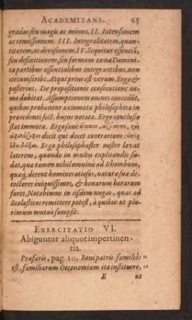 Exercitatio VI. Abiguntur aliquot impertinentia.
