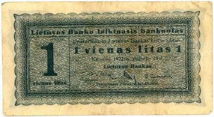 Geldschein, 1 Litas, 1922