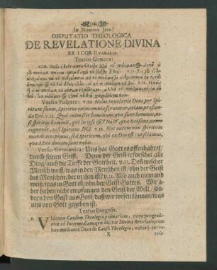 Disputatio Theologica De Revelatione Divina