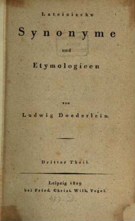 Lateinische Synonyme und Etymologieen, 3