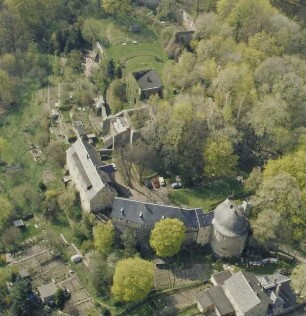 Hartenstein. Schloßruine. Luftbild-Schrägaufnahme von Südosten