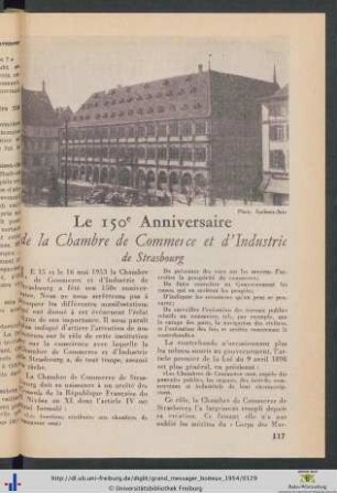 Le 150e Anniversaire de la Chambre de Commerce et d'Industrie de Strasbourg.