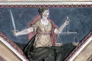 Die sieben Kardinaltugenden, Wappenschilde und Ornamente