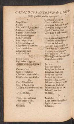 Catalogus Autorum & Librorum, quibus autor usus fuit.