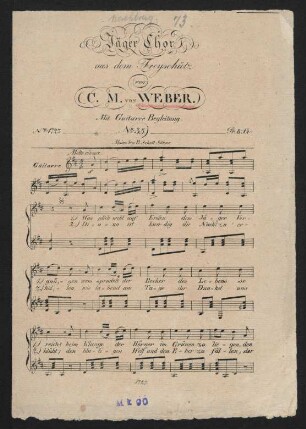 Jäger-Chor aus dem Freyschütz : mit Guitarre Begleitung