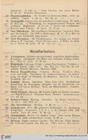 Metallarbeiten (Nr. 101-118)