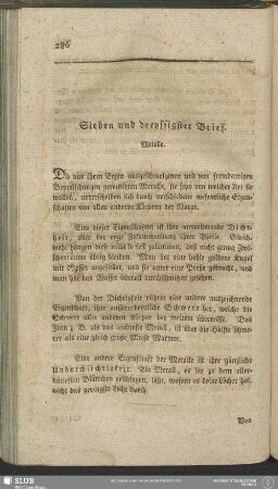 Sieben und dreyssigster Brief. Metalle