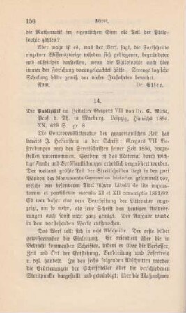 156-158 [Rezension] Mirbt, Carl, Die Publizistik im Zeitalter Gregors VII.