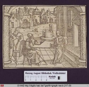 Hanna betet vor dem Heiligtum und wird von Eli gesegnet (1. Sam. 1).