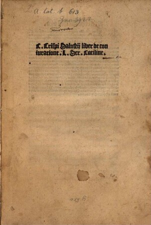 C. Crispi Salustij liber de coniuratione L. Ser. Catiline