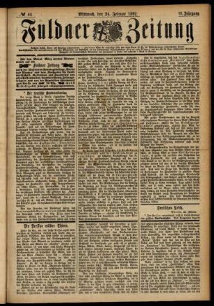 Ausgabe vom Mittwoch, den 24. Februar 1892.
