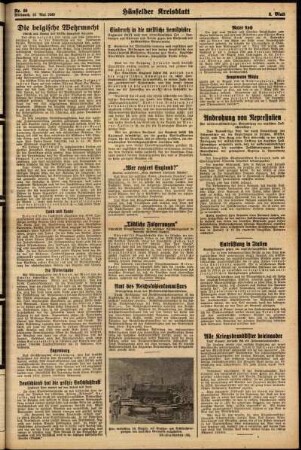 Zweite Ausgabe vom Mittwoch, den 15. Mai 1940.