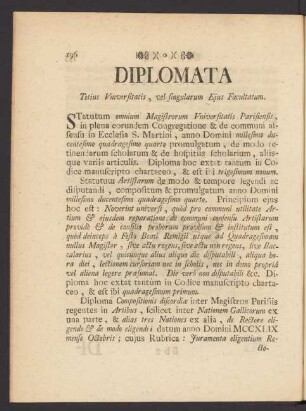 Diplomata Totius Universitatis, vel singularum ...