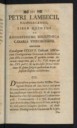 331-440, Petri Lambecii, Hamburgensis, Liber Quintus de Augustissima Bibliotheca Caesarea Vindobonensi