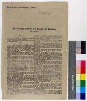 Nachdruck der Verfassungsurkunde des Königreichs Preußen von 1850 als Extra-Beilage des Frankfurter Journals