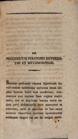 De processuum peritonei differentiis et metamorphosi : Diss. inaug.