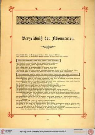 Verzeichniß der Abonnenten