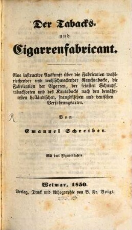 Der Tabacks- u. Cigarrenfabricant