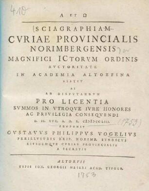Sciagraphia Cvriae Provincialis Norimbergensis