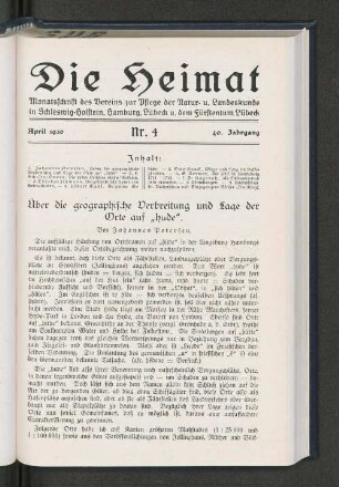 April 1930, Nr. 4, 40. Jahrgang