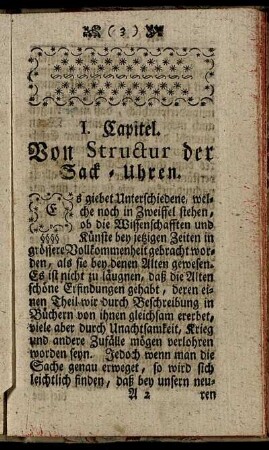 I. Capitel. Von Structur der Sack- Uhren.