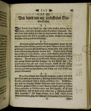 Cap. III. Von denen von mir verbesserten Stuben-Oefen.