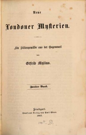 Neue Londoner Mysterien : ein Sittengemälde aus der Gegenwart, 2