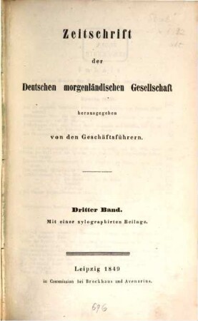 Zeitschrift der Deutschen Morgenländischen Gesellschaft : ZDMG. 3, 3. 1849