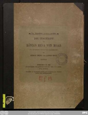 Tafel: Die Inschrift des Königs Mesa von Moab