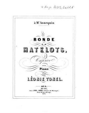 Ronde de matelots : caprice pour piano ; op. 9
