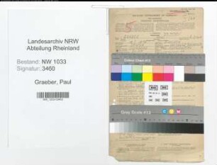 Entnazifizierung Paul Graeber , geb. 18.01.1898 (Polizeiobersekretaer)