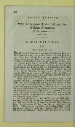 Zweiter Zeitraum. Vom westfälischen Frieden bis zur französischen Revolution. (J. Chr. 1648 - 1789.) (141 Jahre.)