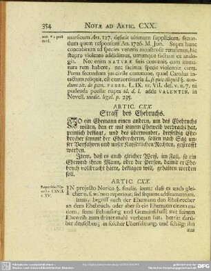 Artic. CXX. Straff des Ehebruchs
