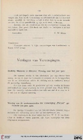 Verslagen van Vereenigingen