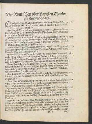 Der Römischen oder Papisten Theologen Teutsche Bücher.