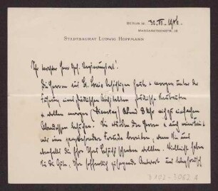 Schreiben an Hermann Muthesius (Brief)