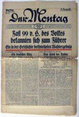 Wochenzeitung "Der Montag" zur "Reichstagswahl" 1936
