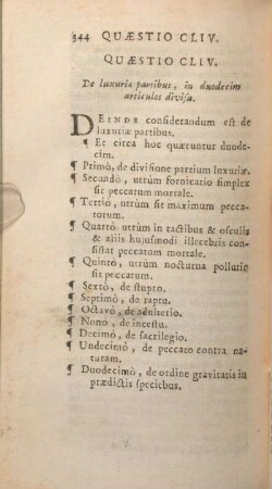 Quaestio CLIV. De luxuriae partibus, in duodecim articulos divisa.