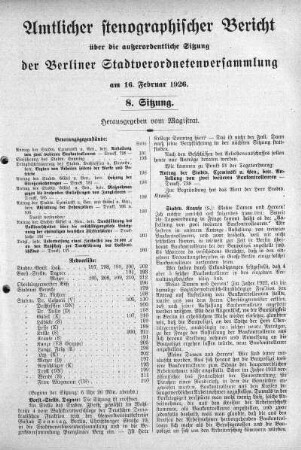 Sitzung 8, 16. Februar 1926