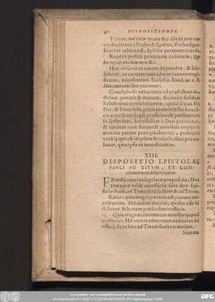 XIII. Dispositio Epistolae Pauli Ad Titum, Et Concionum ex ea desumptarum.