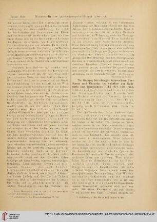 [Rezension von: Th. Hampe, Nürnberger Ratsverlässe über Kunst und Künstler im Zeitalter der Spätgotik und Reenaissance (1499) 1474 - 1618 (1633)]