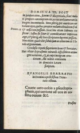 Evangelii Enarratio in Dominica post festum Trinitatis octava.