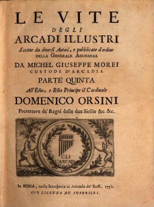 Le Vite Degli Arcadi Illustri, 5