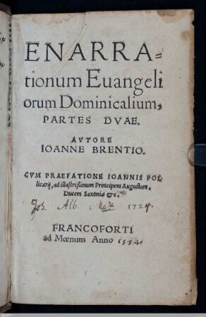 Enarrationum Euangeliorum Dominicalium, Partes Dvae