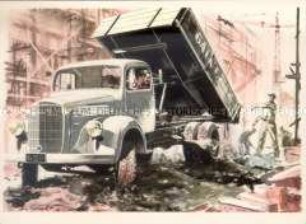 Werbepostkarte für Mercedes-Benz LKW