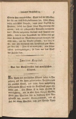 Zweites Kapitel. Von den Verhältnissen des menschlichen Körpers